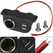 Car Cigarette Lighter Auxiliary Dual USB Power Outlet DC12V Socket Plug Adapter/
