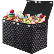 Toy Chest Box Organizer Bins for Boys Girls Kids Large Collapsible Storage Black