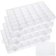 4 Pack 36 Grids Clear Plastic Bead Organizer Tackle Box Craft Storage