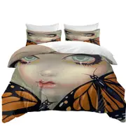 Faces of Faery #57 Girl with Monarch Butterflies Quilt Cover