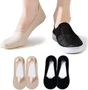 [trxooog] No Show Socks Womens for Flats 4 pack Non slip Invisible Low cut socks