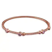 rose gold on solid Sterling Silver Bangle 925 Multistone, multicolour. Hinged