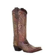 Circle G by Corral Ladies Snip Toe Nut Embroidered Boots L5761