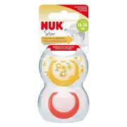 NUK Star Silicone Baby Dummy Yellow Flowers 18-36 Months 2 Pack