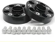 DEMULAX Spacers 2Pieces, for 20/25/30/35/40/45/50mm, Forged Aluminum Alloy 6061-T6 Car Wheel Spacers, for PCD 5x112 57.1mm Wheel Adapter Shims Plate Car Wheel Spacer(Black 35MM)