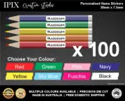 100 x Kids School Stationary Name Labels | 30mm x 7.5mm | Moana Font | Personali