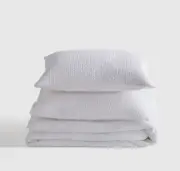 NWT Quince 100% Organic Cotton Waffle White Duvet & 2 Sham King/ Cal King (87)