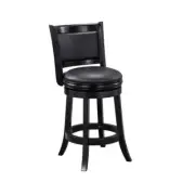 Boraam Cushioned Bar Stool 24" High Back, Swivel w/ Foot Rest Faux Leather Black