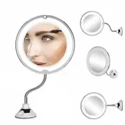 10X Magnifying Makeup Mirror With LED Light Cosmetic 360 Rotation Flexible