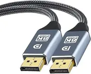 8K Display Port Cable DP to DP 1.4(8K@60Hz,4K@144Hz/120Hz,2K@165Hz/144Hz,32.4Gbps) Supports HDR DSC DP Cable Compatible for Gaming Laptop TV PC Computer Monitor (1.5 Meters)