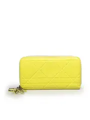 Yellow Patent Leather Lady Dior Zipped Wallet