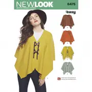 New Look Sewing Pattern 6475 N6475 Misses' Easy Poncho and Cape