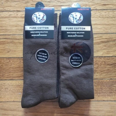 6 PRS 11-14 Pure Cotton Socks Brown Coffee Plain Work Office School Dress