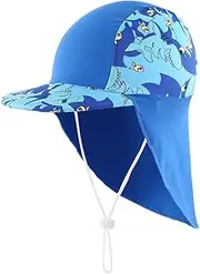 [Home Prefer] Boys Sun Hat Long Flap Quick Dry Sun Protection Cap Surf up Swim Hat