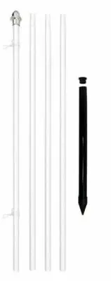 13ft White Aluminum Outdoor RESIDENTIAL COMMERCIAL Flag Poles + Ground Spike KIT
