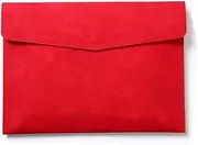 [SLEDEZ] Leather File Folder Business Document Bag Large Capacity Data Storage Briefcase(Red)