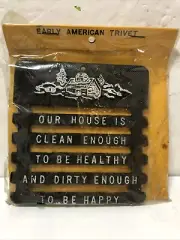 Vintage Early American Trivet Cast Iron Hanging Sign (our House)