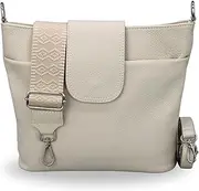 [Brise Art] Brise Women's Genuine Leather Ellie Shoulder Bag Handmade Crossbody Bag with Leather Strap + Optional Widths Patterned Straps 7 Compartments Waterproof Stylish Shoulder Bag Made in Italy