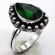 Green Quartz Gemstone Ethnic Handmade Ring Jewelry US Size-8.75 R 4955