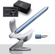 novium Hoverpen Future Edition - Fountain Pen Made of Metal, Fine Nib, Luxury Pen, Futuristic Aesthetic, Free Spinning Executive Pen, Signing Pen, Gifts for Men & Women (Mist Blue)