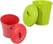 SOESFOUFU 2pcs Garbage Can Mini Desktop Trash Can Mini Trash Can with Lid Small Garbage Bin with Lid Metal Trash Can Creative Trash Can Cartoon Trash Can Wastebasket Pen Holder