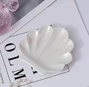 [Generic] Ceramic Shell Trinket Dish - Ring Holder and Jewelry Tray for Cute Organization, Vanity Decorations, and Home Décor Accessories in Bathroom