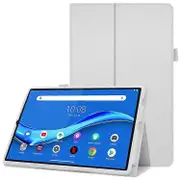 Compatible For Lenovo Tab M10 Plus TB-X606F PU Leather Case Shockproof Flip Tablet Cover with Stand Elastic Pencil Holder White