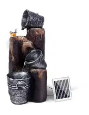 Gardeon Solar Water Feature Cascading Fountain 3-Tier Bucket LED light Bird 76CM
