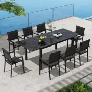 Marbella Black Marble Glass Dining Set
