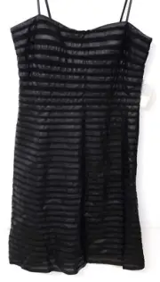 NWT Aidan Mattox Misses Size 12 Stylish Black Slip Dress Faux Leather $ 350 MS
