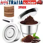 Stainless Steel Coffee Capsule Cup Reusable Refillable Pod For Nespresso + Paper