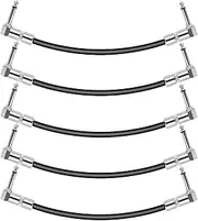 iLitLuk Guitar Patch Cable, 5-Pack, 6.35mm Right Angle Pedal Patch Cord, Pedal Connector Pedal Coupler Pedalboard Cable for Guitar Bass Effects Pedal Amplifier Keyboard Mixer Microphone