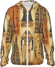 [FHEDVBN] Men's UPF 50+ Ancient Egypt Tribe Series Sun Protection Hoodie Long Sleeve Rash Guard Hiking Running Workout Shirt