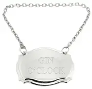 Gin O'Clock Engraved Silver Plated Decanter Label