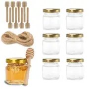 1.5oz 6Pack Mini Glass Hexagon Jars Gold Lids, Bee Charms Honeybee Pendant, H...
