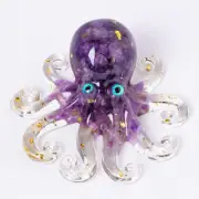 Natural Amethyst Quartz Crushed Stone Crystal Epoxy Resin Octopus Healing Decor