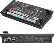 FoMaKo 4K HDMI Video Mixer Switcher, 5-Channel Live Streaming Switcher, 4K 60FPS Input, 1080p 60FPS Output, Support PTZ Controller, HDMI Video Switcher, M1