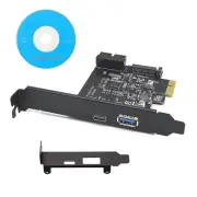 PCI-E to USB 3.2 Gen1 5Gbps 19PIN Expansion Card Adapter 2-Port Type C & Type A