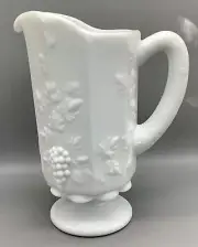 Vintage Westmoreland Glass Co. “Paneled Grape” White 1 Qt. Milk Glass Pitcher