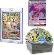 Assorted Trading Card Bundle – 50 Collectible Card Assortment + 1 UR/EX/GX Full Art Card with Magnetic UV-Protected Card Shell, Perfect Starter Pack for Pokemon Card Enthusiasts