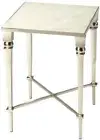 End Table Side Brushed Silver Modern Expressions Distressed White Polished