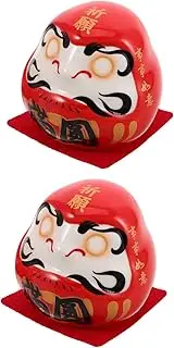 GANAZONO 2pcs Ceramic Dharma Egg Vintage Decor Spring Dashboard Figures Drama Car Dashboard Decorations Cute Vintage Mini Ornaments Ceramic Ornament Round Ornaments Red Ceramics