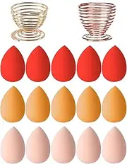 15 Makeup Sponges Blenders with 2 Sponge Holders, Makeup Blender Foundation Sponges Set, Beauty Blending Blenders, Makeup Sponge Set for Liquid, Cream, and Powder, Beauty Sponges Egg Shaped Blending