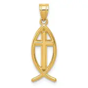 14k Yellow Gold Ichthus Fish Pendant
