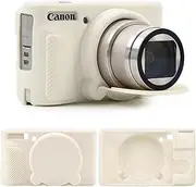 TYUANDOUER SX740 SX730 Camera Case, Soft Silicone Case for Canon PowerShot SX740/SX730 HS Camera, Lightweight Skin Rubber Body Protective Cover for SX740 SX730 with Detachable Lens Cap - Misty White