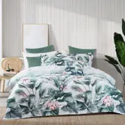 Bianca Abbey Super King Cotton Quilt Cover Set 240x270cm - Green