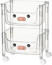 Children's Toy Storage Rack, Two-Layer Plastic Roller Car Transparent Cartoon, Suitable for Children's Toy Storage (2 Layers)
