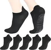 [srclo] 5 Pairs Pilates Yoga Socks, Women Non Slip Grip Sock for Hospital, Dance, Fitness, Ballet, Home Workout, Size UK 4-7