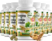 Panax Ginseng + Ginkgo Biloba Tablets - Premium Non-GMO/Veggie Superfood - Tr...