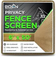 Boen - Backyard Privacy Screen Fence Covering 6' x 50' - Beige - Instant Outdoor Privacy Fence Screen for Any Metal, Chain Link, Wood Panels or Plastic Fencing - Shade & Block Wind Privacy Wall